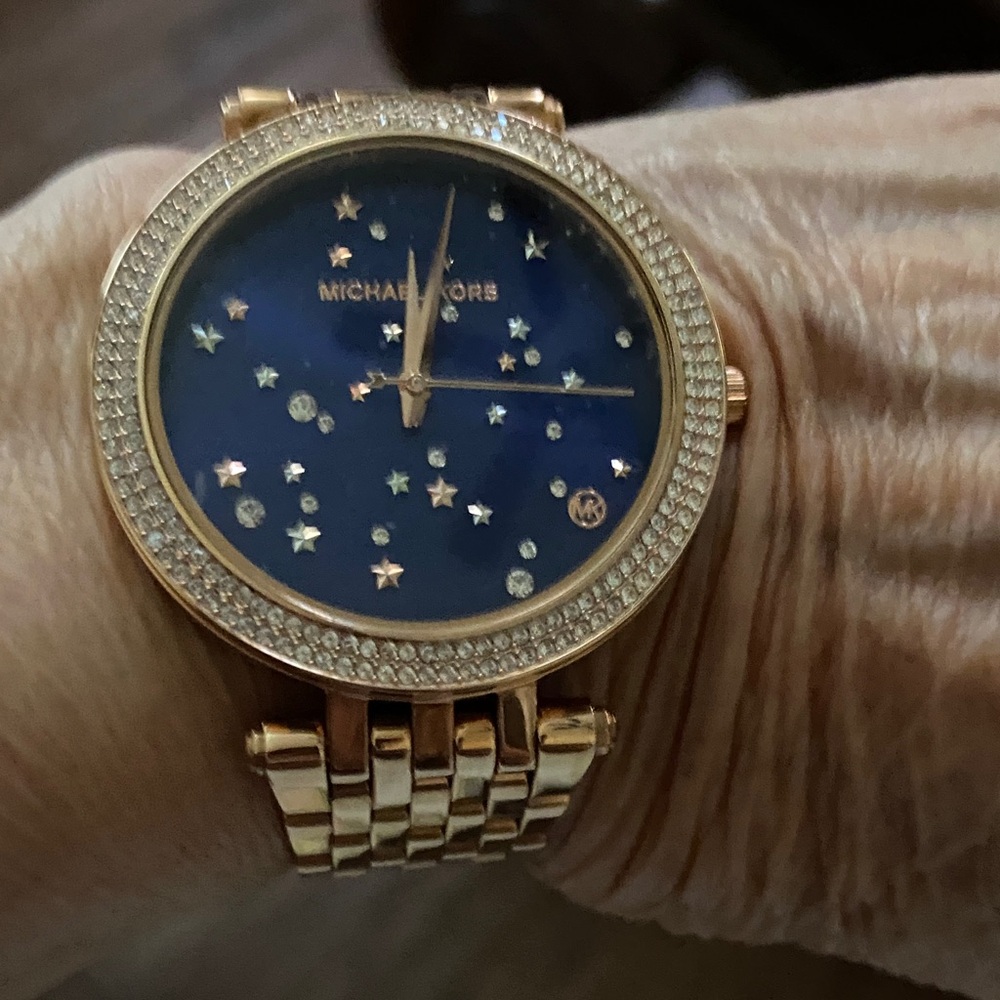 Michael Kors Gold and Blue Starry Dial Watch